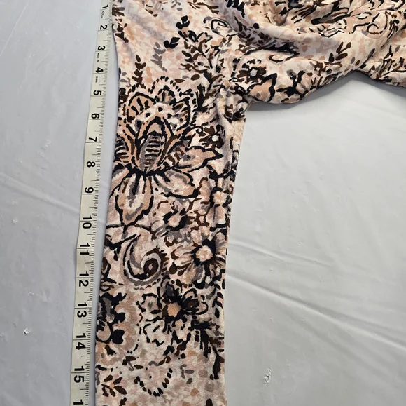 Garnet Hill Faux Wrap Dress Neutral Ivory Brown Floral Knee Length 3/4 Sleeve XS - Picture 11 of 12